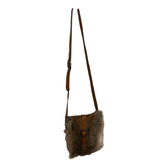 Patricia Nash Medium Size Brown Italian Leather & Fur Crossbody Handbag - Picture 7 of 7